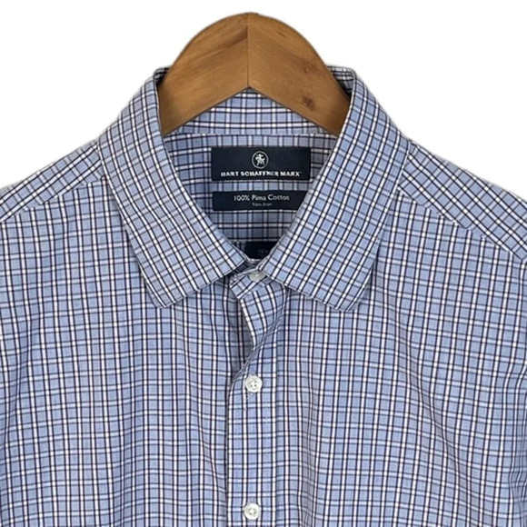 BF822 Hart Schaffner Marx Designer Non Iron Pima Cotton Dress Shirt 16.5 35 XL - Picture 3 of 4